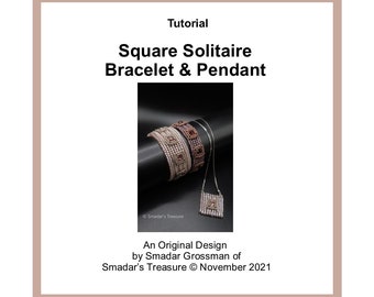 Beading Tutorial Pattern, Square Solitaire Bracelet and Pendant. Variable Design Options Jewelry Making PDF Instructions by Smadar Grossman