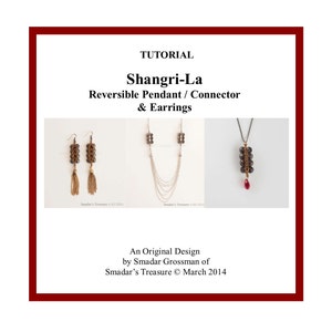 Tutorial de miçangas, Shangri La, pingente reversível / brincos / miçanga conectora. Como fazer um padrão com miçangas Piggy e Tila por Smadar Grossman
