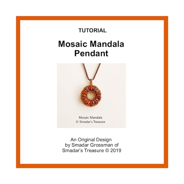 Tutoriel de création de perles avec duo de gouttes 2 trous et des perles cerf-volant. Pendentif mandala en mosaïque. Motif perlé avec des perles en forme par Smadar Grossman Design