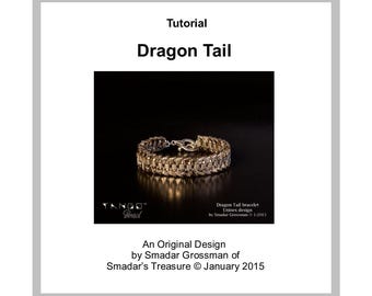 Beading Tutorial Pattern / Dragon Tail Bracelet / A Unisex Bracelet with Tango Triangle Beads and Crystals. Beadweaving Narrow Bracelet