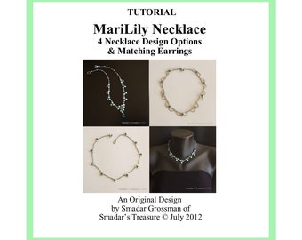 Beading Tutorial, MariLily Necklace in 4 Variations. Pattern with Lentil and Crystal Beads. PDF File Beadweaving Instructions. Beadwork