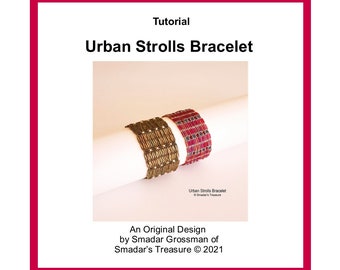 Städtische Strolls Armband. Muster mit Stiftperlen. Schmuckherstellung Perlenweberei Techniken.  Smadar Grossman Design