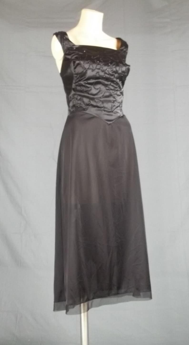 Vanity Fair Full Nylon Slip Vintage Beaded Black Satin 40s 50s Etsy