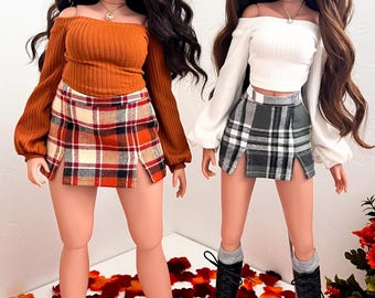 Smart Doll Classic or Pear Plaid Skirt with Slits *Doll not Included*