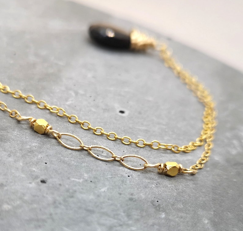 Brown Sapphire Necklace Gold Filled Semi Precious Briolette Pendant Gemstone Jewelry September Birthstone Necklace Handmade Gifts For Her