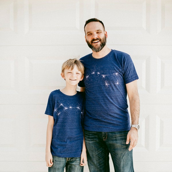 Big and Little Dipper Matching Tees Family T-Shirts, Handmade Clothing Gift for Men, Father Daughter Father Son Graphic Tees