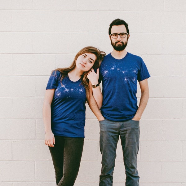 Big Dipper or Little Dipper Constellation T-Shirt, Anniversary Gift for Him, Unique Handmade Clothing, Celestial Boho Clothing Gift for Her