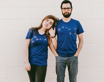 Big Dipper or Little Dipper Constellation T-Shirt, Anniversary Gift for Him, Unique Handmade Clothing, Celestial Boho Clothing Gift for Her