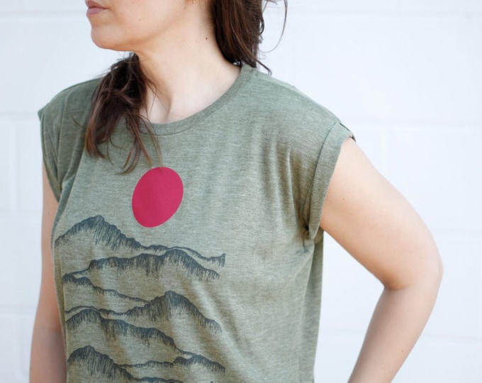 Women's Loose Fit Boxy Top Desert Mountain Shirt Boho - Etsy