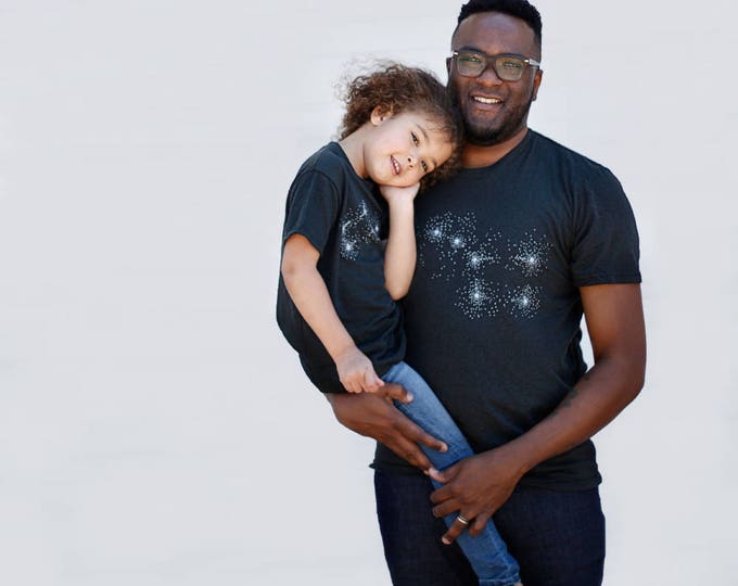 T-shirts de famille grande et petite louche, chemises pour papa, cadeau de vêtements pour hommes, chemises célestes assorties papa fille, tenues assorties père fils