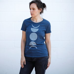 Women's Lunar Moon Phases Organic Cotton Recycled Polyester T-shirt, Celestial Boho Clothing Hippie Gift for Her, Soft Style Graphic Tee image 5