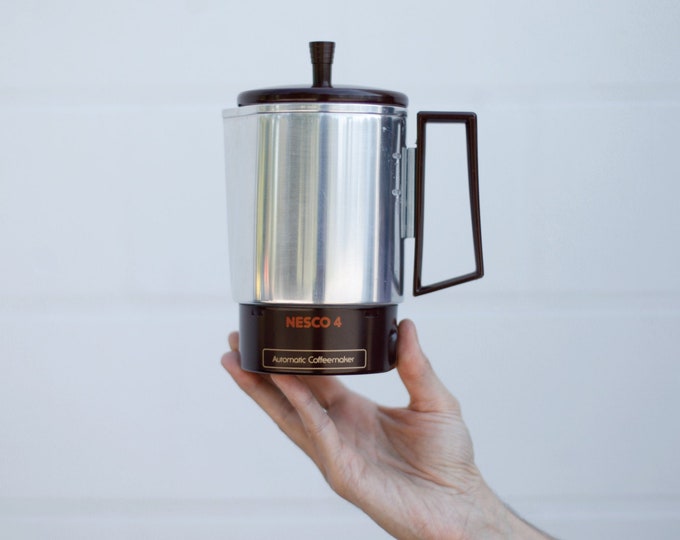 1970s Nesco 4 Cup Electric Coffee Maker, Vintage Aluminum Coffee