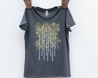 Aspen Forest Screen Print Shirt for Women, Birch Trees Nature Lover T-shirt, Bryce Canyon Utah Travel Gift for Her