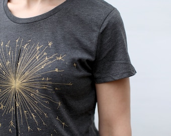 July 4th Summer Fireworks Sparkler Womens Graphic Tee on Heather Black, Eco-Friendly 50/50 Blend, Outdoor Gifts for Her, Mothers Day Gift