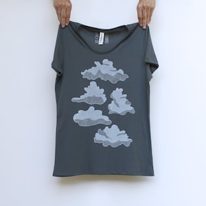Minimalist Cloud Formations Shirt for Women, Cumulus Clouds Rainy Day T-shirt, Pacific Northwest Seattle Gift for Her image 1