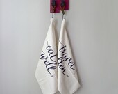 Wanderlust Tea Towel Set, Unique Gifts, Cotton Anniversary Gift for Couples, Eat Well Travel Often Foodie Gift