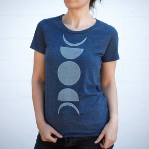 Women's Lunar Moon Phases Organic Cotton Recycled Polyester T-shirt, Celestial Boho Clothing Hippie Gift for Her, Soft Style Graphic Tee image 6