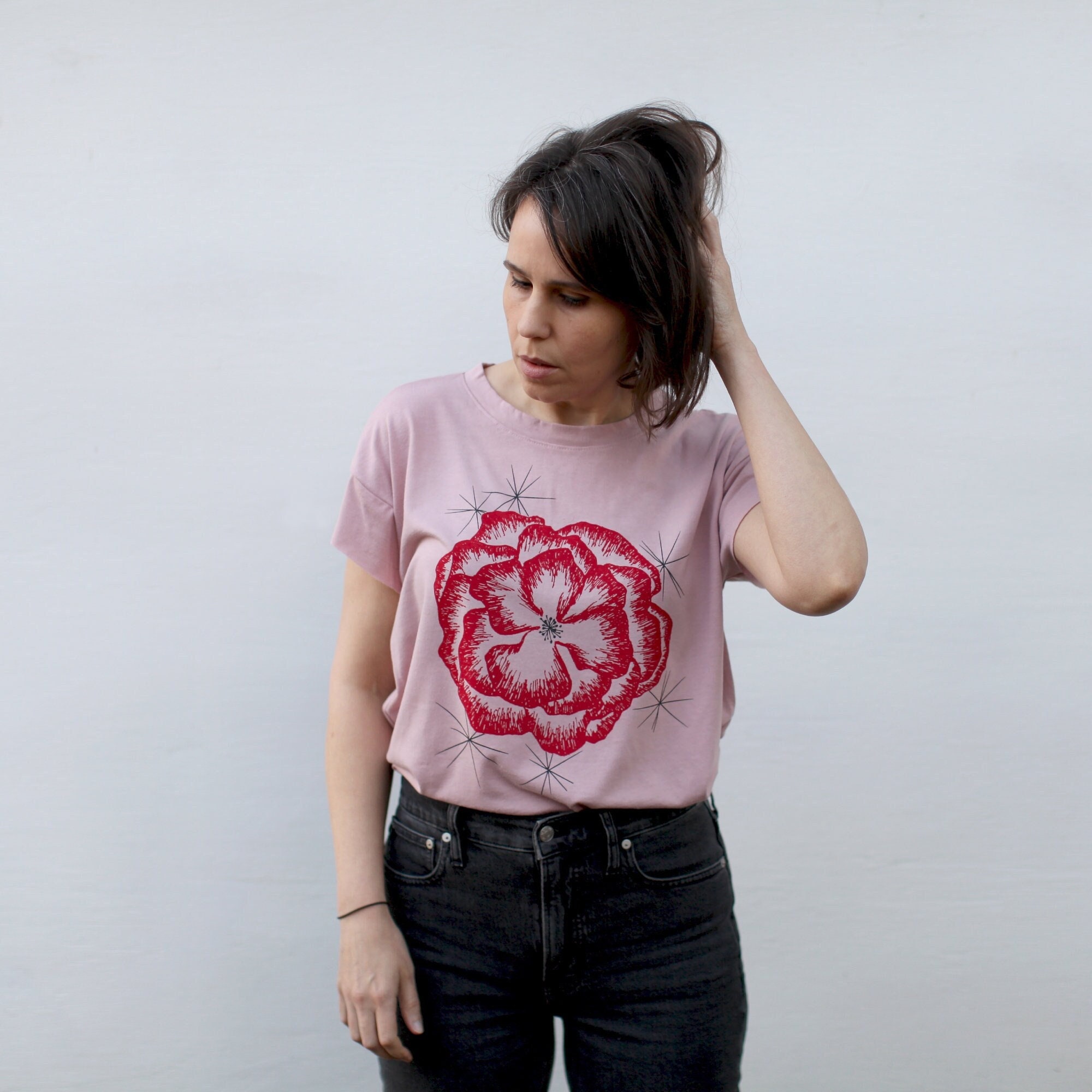 Women's Cactus Flower T-shirt Loose Fit 