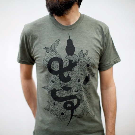 Men's Graphic Tee Shirt in Sage Green 
