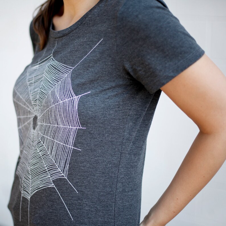 Spiderweb Halloween Tee, Fall Clothing Women, Sustainable Eco-friendly Tops, Spider Web T-shirt, Gothic Women's T shirts image 2