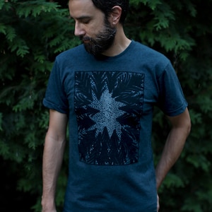 Men's Milky Way Galaxy Stargazing T-shirt, Handmade Wanderlust Mens Clothing Gift for Him, Camping Screen Print Shirt image 2