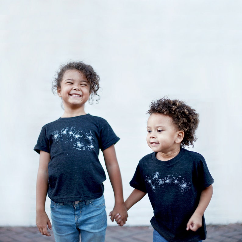Big Sister Little Sister Matching Shirts, Sibling T-Shirt Set, Big Dipper and Little Dipper Constellation Screen Print image 1