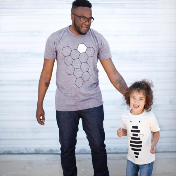 Father's Day Gift from Daughter, Beehive and Honey Bee Matching Shirts Set of 2