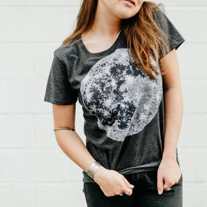 Moon Shirt for Women, Celestial Full Moon T-Shirt, Womens Clothing Gift for Her, Unique Moon Graphic Tee, Galaxy Outer Space Tshirt image 5