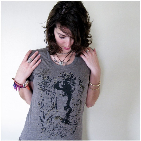 Heads Will Roll T-shirt - women's large - gothic Salome print on heather brown