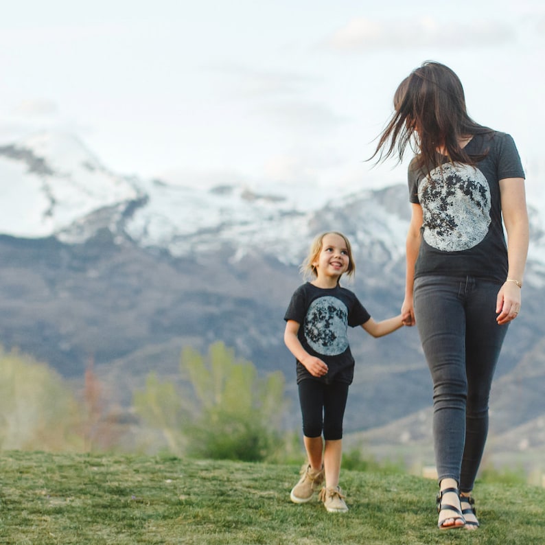 Full Moon Astronomy Solar System Kids T-shirt Black, Hand Screen Printed Made in USA, Clothing Gifts for Kids, Blackbirdsupply image 7