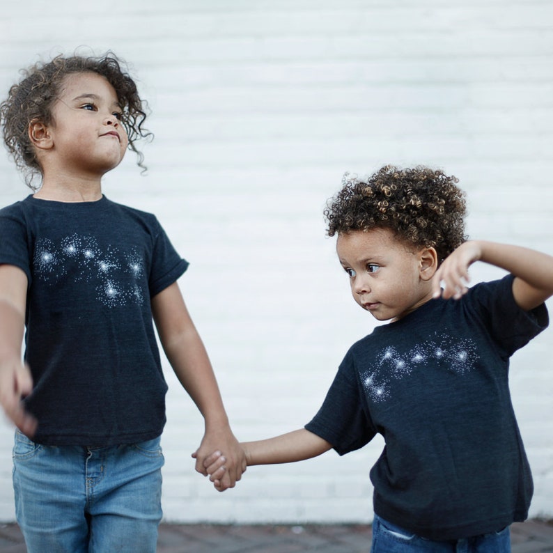 Big Sister Little Sister Matching Shirts, Sibling T-Shirt Set, Big Dipper and Little Dipper Constellation Screen Print image 7