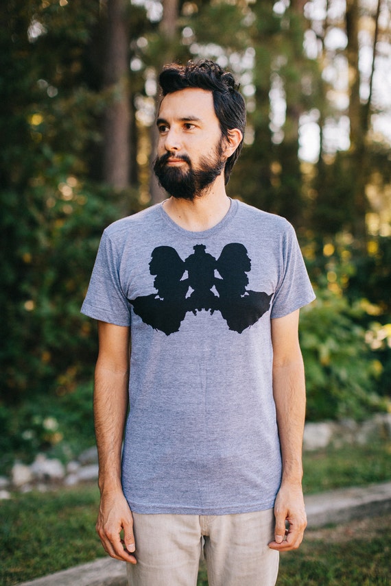 Mens Wolf Shirt Rorschach Ink Blot Print Animal Silhouette Etsy