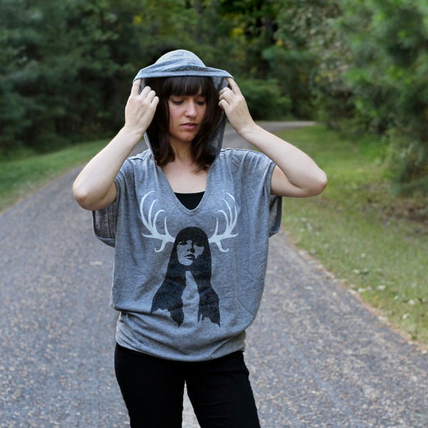 SALE Going Stag women's poncho, sleeveless one size fits all hoodie for her by Blackbird Tees