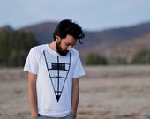 Mens tshirt - canoe screenprint on white 100% cotton - for him - size small - Bow Down by Blackbird Tees