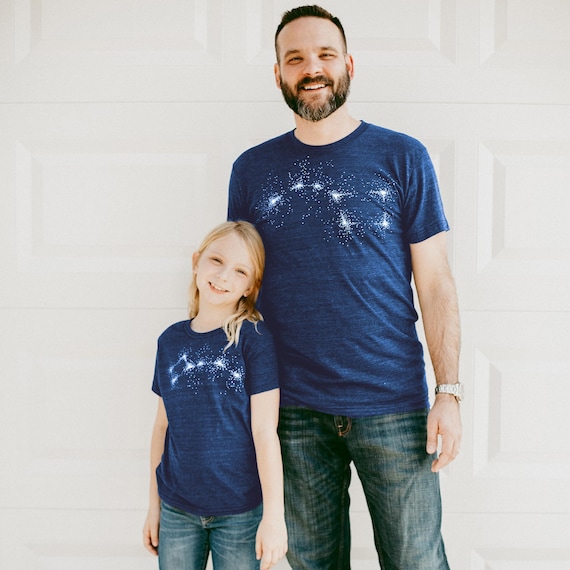 Big and Little Dipper Matching Tees Family T-Shirt Set, Celestial Girl Dad Mens Clothing Gift