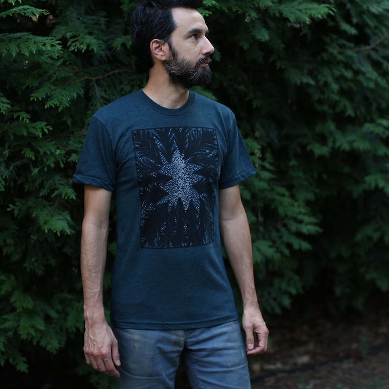 Men's Milky Way Galaxy Stargazing T-shirt, Handmade Wanderlust Mens Clothing Gift for Him, Camping Screen Print Shirt image 6