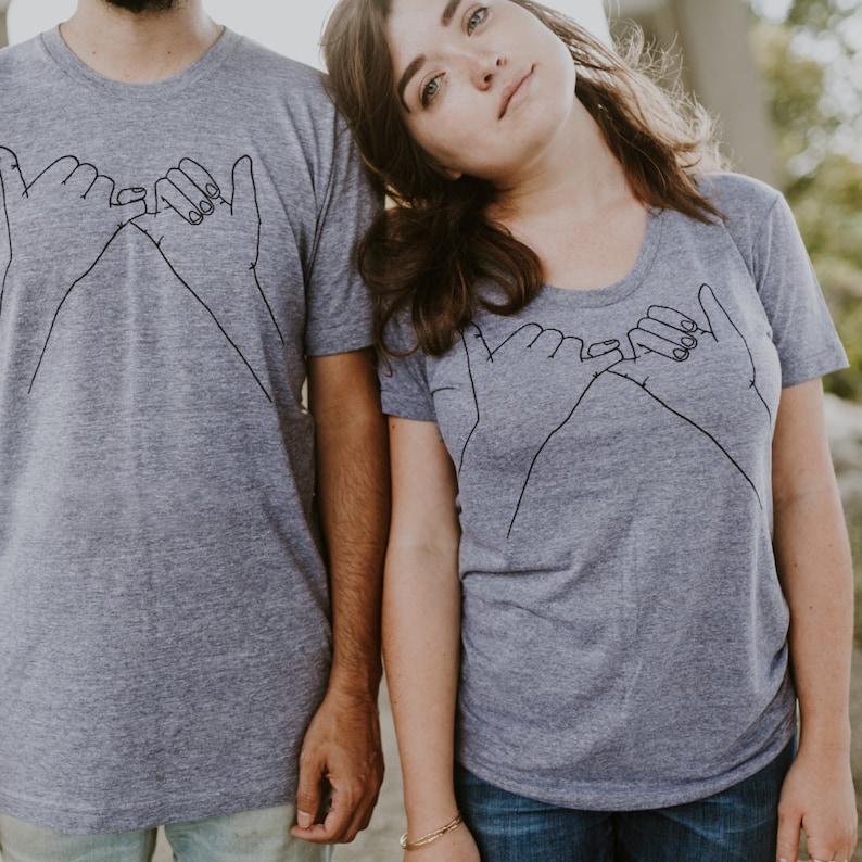 Pinky Promise Matching Tees Set of 2 Unique Birthday Gift for Girlfriend Pinky Swear Screen Print BFF Besties Best Friend Shirts