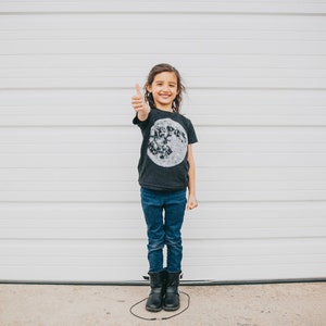 Full Moon Astronomy Solar System Kids T-shirt Black, Hand Screen Printed Made in USA, Clothing Gifts for Kids, Blackbirdsupply image 9