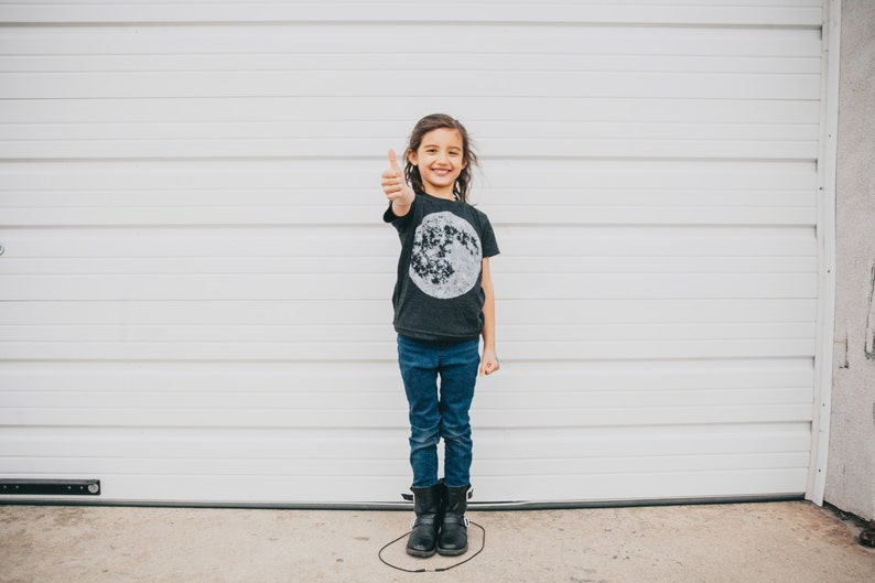 Full Moon Astronomy Solar System Kids T-shirt Black, Hand Screen Printed Made in USA, Clothing Gifts for Kids, Blackbirdsupply image 9