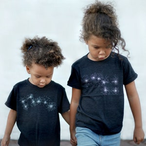 Big Sister Little Sister Matching Shirts, Sibling T-Shirt Set, Big Dipper and Little Dipper Constellation Screen Print image 5