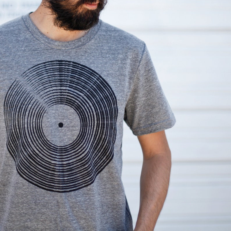 Vinyl Record Unisex T-shirt in Heather Gray, Music Lover Gift for Him