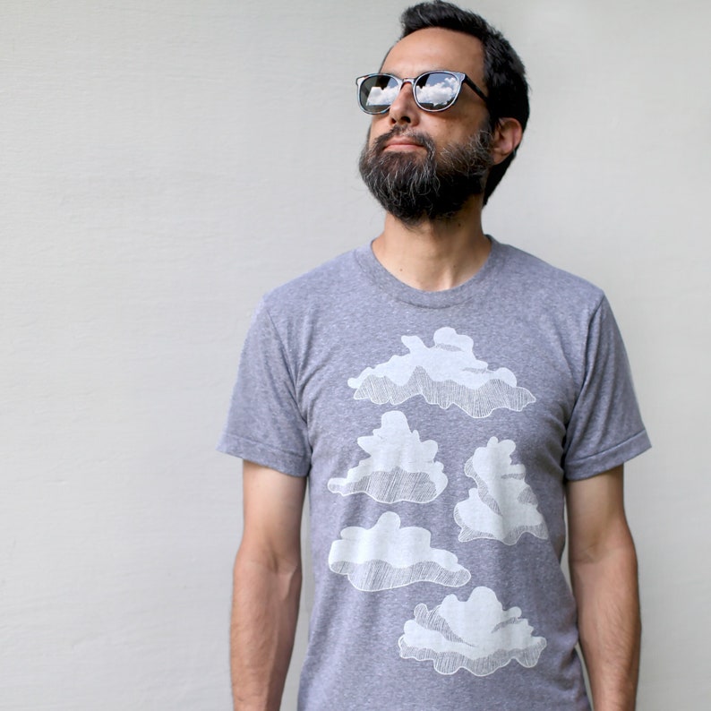 Drifting Clouds Shirt, Men's T-Shirt, Rainy Pacific Northwest Graphic Tee, Unique Handmade Clothing, PNW Travel Gift for Him image 1