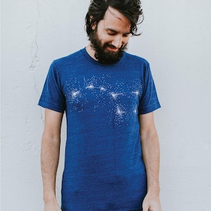 Big Dipper or Little Dipper Outer Space Cosmic Constellation Stars Shirt, Mens Graphic Tee Indigo Blue