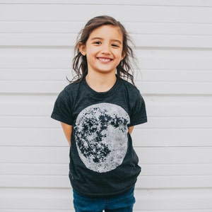 Full Moon Astronomy Solar System Kids T-shirt Black, Hand Screen Printed Made in USA, Clothing Gifts for Kids, Blackbirdsupply image 6