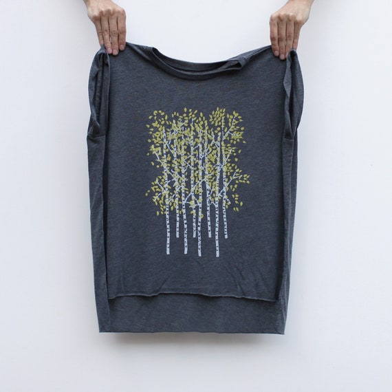 Bryce Canyon Aspen Forest Flowy Muscle Tee Dark Gray, Women's Handmade Clothing Gift