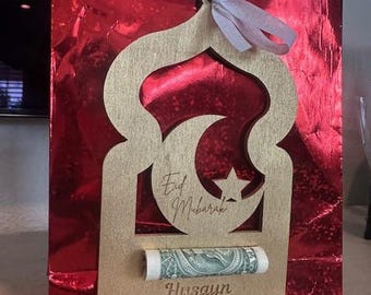 Eid Geldhalter, benutzerdefinierter Geschenkanhänger für Eid-Geschenke, personalisierte Eidi-Geschenkumschlag Alternative