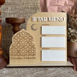Dry Erase Iftar Menu Sign | Custom Iftar Menu | Iftar Decor | Ramadan Decor | Buffet Menu | Table Menu | Wooden Iftar Sign | Wooden Menu