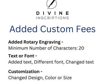 Zusätzliche Gebühr für spezielle Anpassungen: anderes Design, Größe, Farbe, Schriftart oder Text