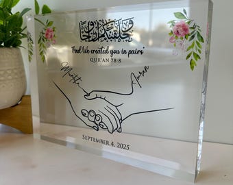 Wir haben Sie paarweise erstellt Acrylplakette, Islamische Hochzeitsgeschenkplakette, Muslimisches Paar vorhanden, Verlobungsgeschenk, Jubiläum, Islamische Ehe