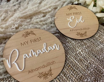 Reversible My First Ramadan & Eid Zeichen: Baby Meilenstein Plakette